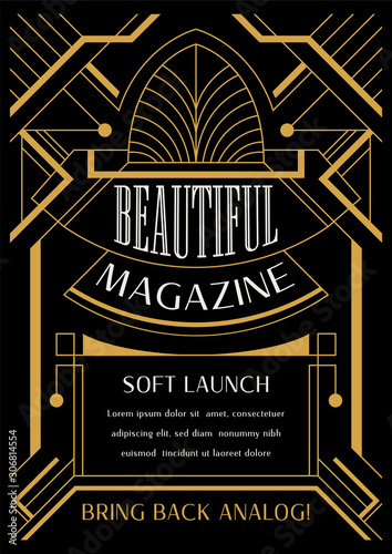 Art Deco Flyer Design Elegant Geometric for Exclusive Theme