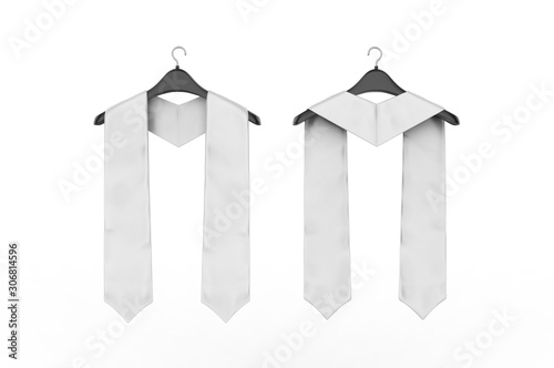 Blank Two Side Embroidered Graduation Stole for Mock up, 3d render illustration.