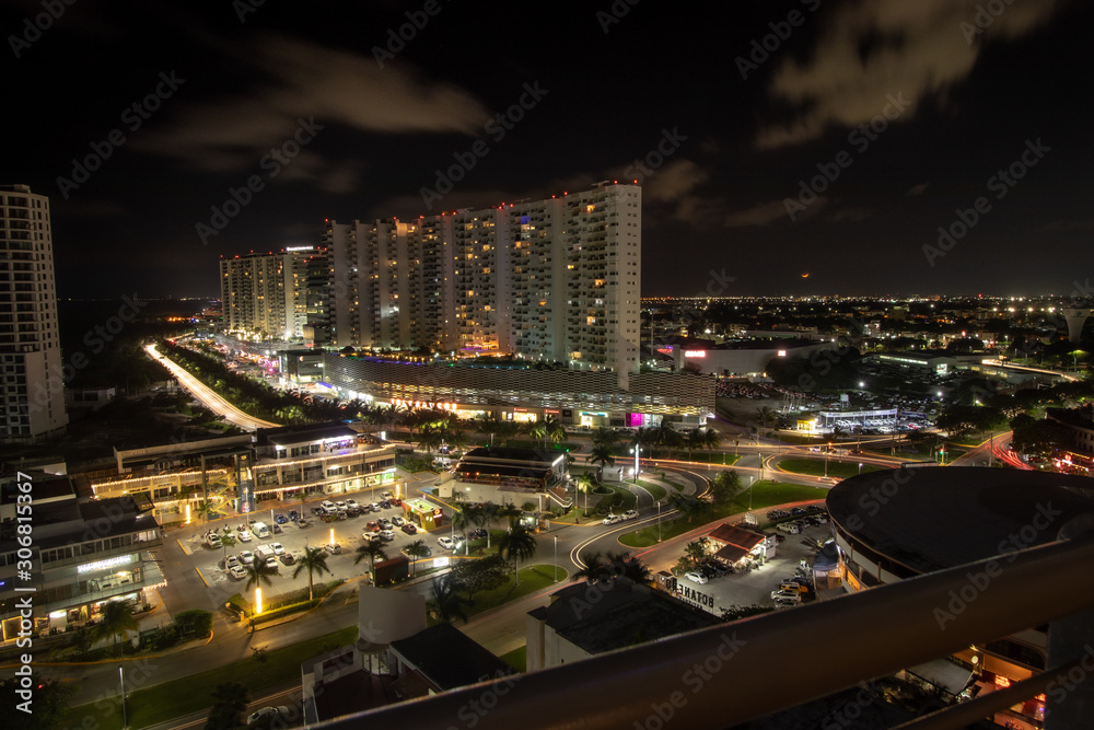 Downtown cancun at night