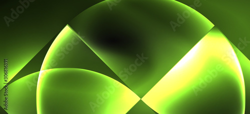 Neon glowing techno lines, hi-tech futuristic abstract background. Template with abstract shapes in dark space
