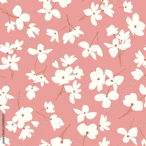 印象的で抽象的なシームレス花柄,