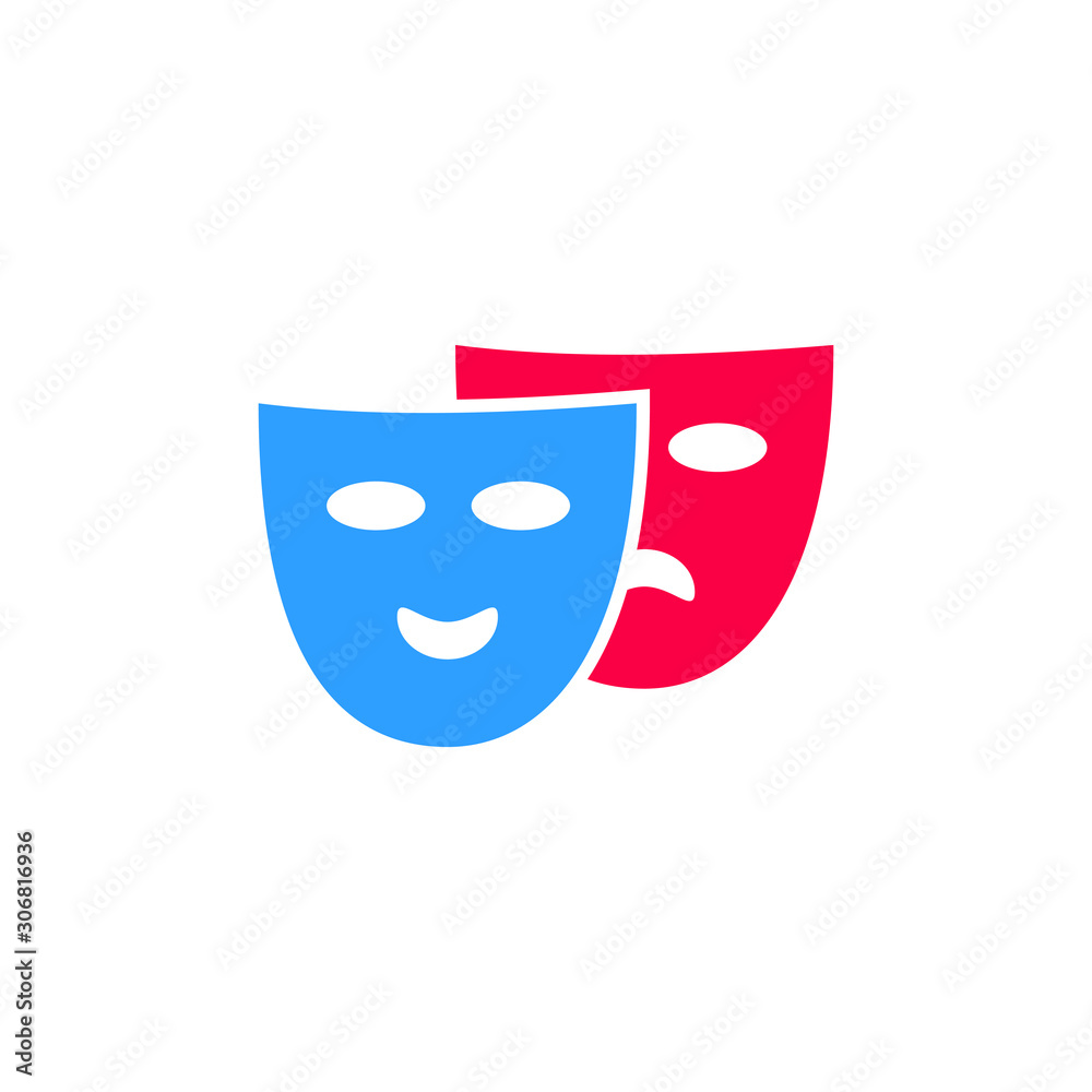 The theater and mask icon. Drama, comedy. vector illustration The theater and mask icon. Drama, comedy. vector illustration