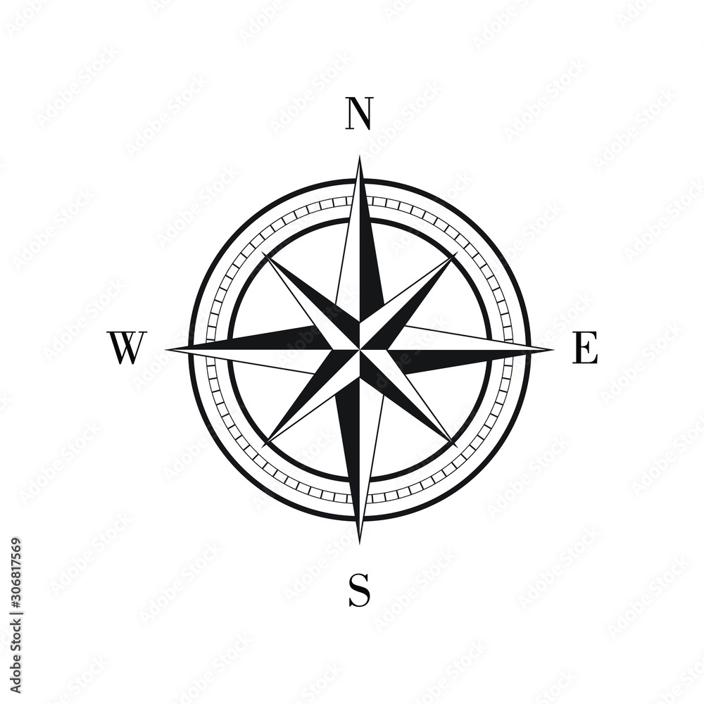 Compass sign icon symbol. vector illustration