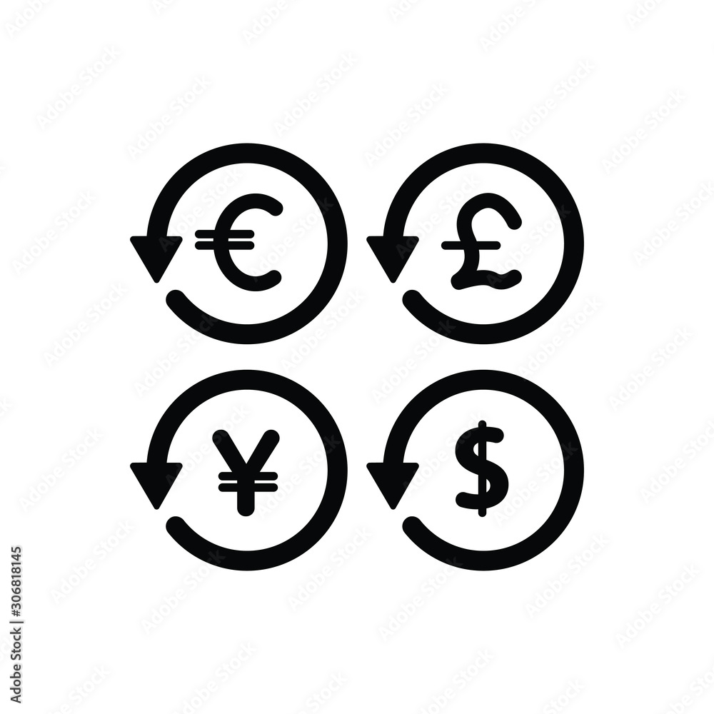 Currency icon set. Money sign. Euro, Dollar, Yen, Pound. Vector illustration. Currency icon set. Money sign. Euro, Dollar, Yen, Pound. Vector illustration.