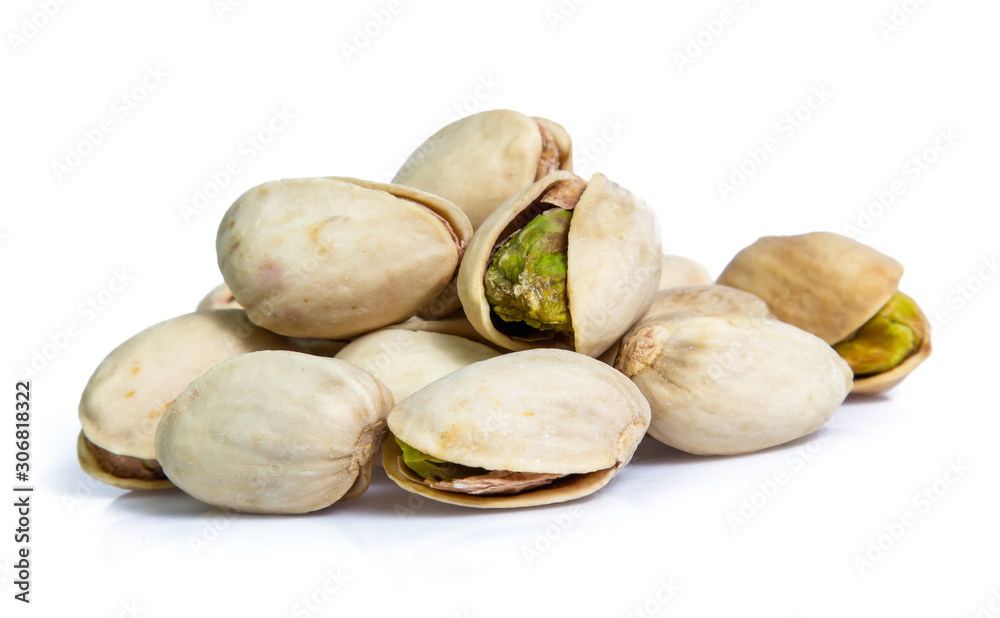 Pistachio nuts. Isolated on a white background Pistachio nuts. Isolated on a white background