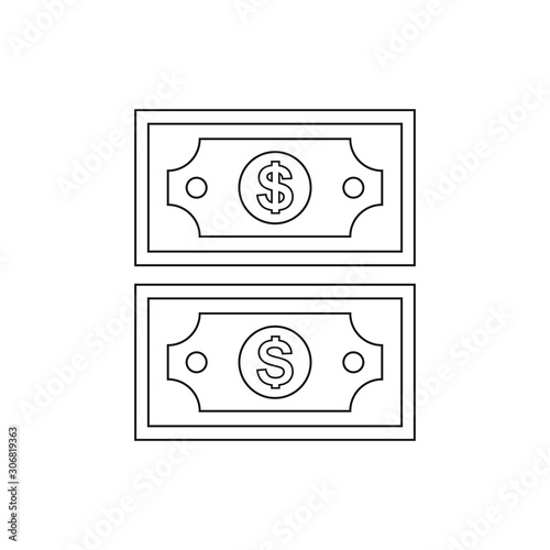 Dollar bill flat icon design, vector illustration