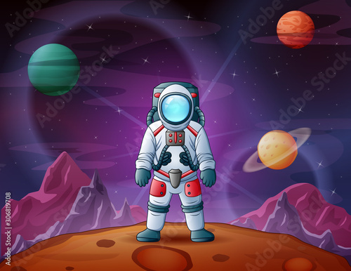 Astronaut in space scene illustration