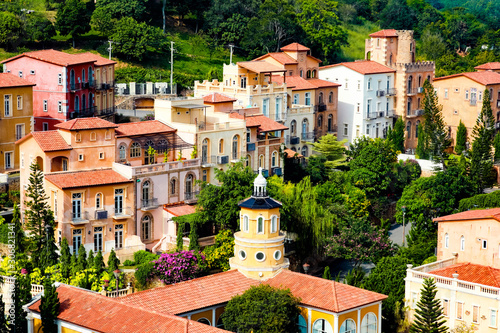 village group of houses on the mountain photo