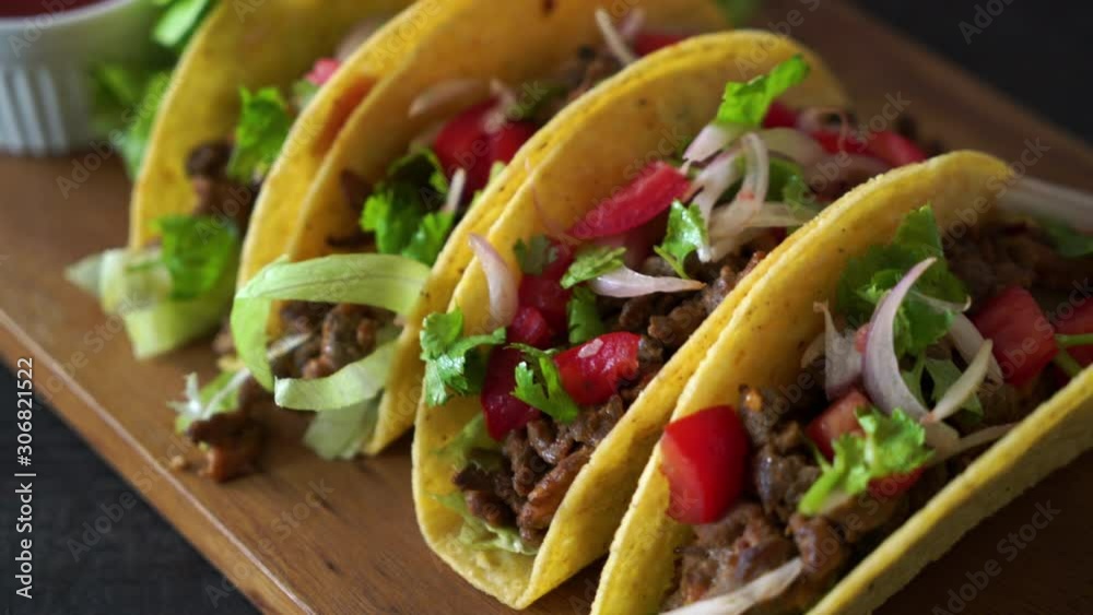tacos with meat and vegetables  -  Mexican food style