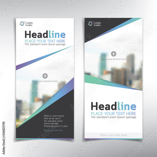 Vertical roll up banner vector template