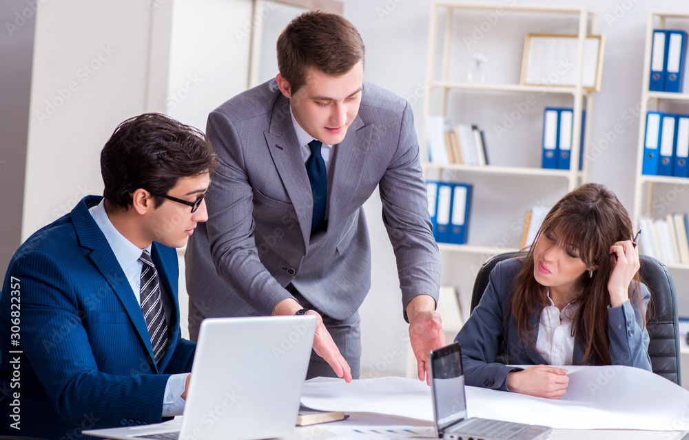 The business meeting with employees in the office