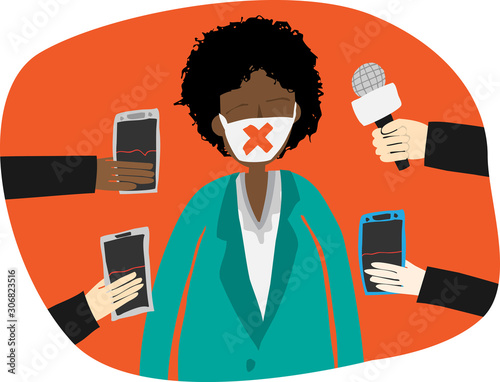 Journalists making interview with businessman or politician, Businessman at Press Conference