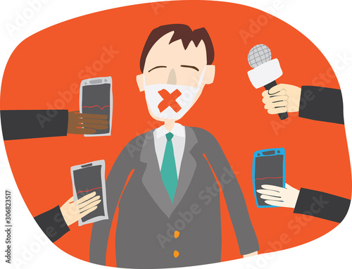 Journalists making interview with businessman or politician, Businessman at Press Conference