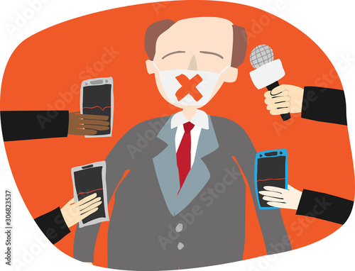 Journalists making interview with businessman or politician, Businessman at Press Conference