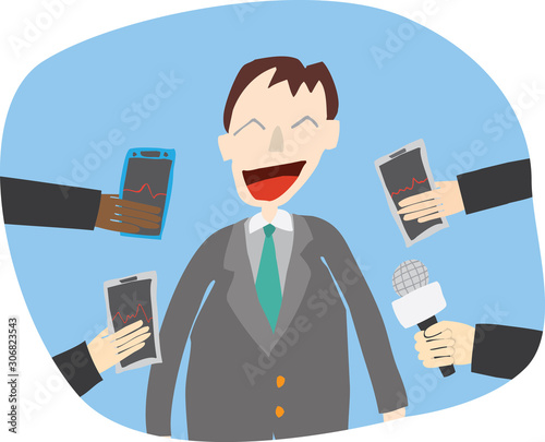 Journalists making interview with businessman or politician, Businessman at Press Conference