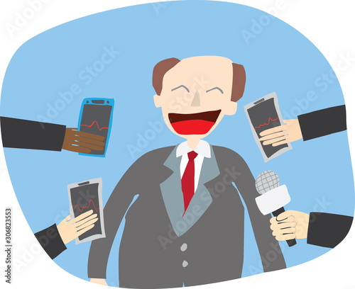 Journalists making interview with businessman or politician, Businessman at Press Conference