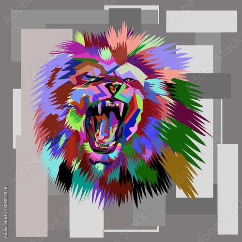 vector illustration lion concept wpap or pop art 