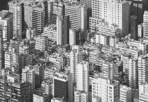 Aerial view of downtown of Hong Kong city