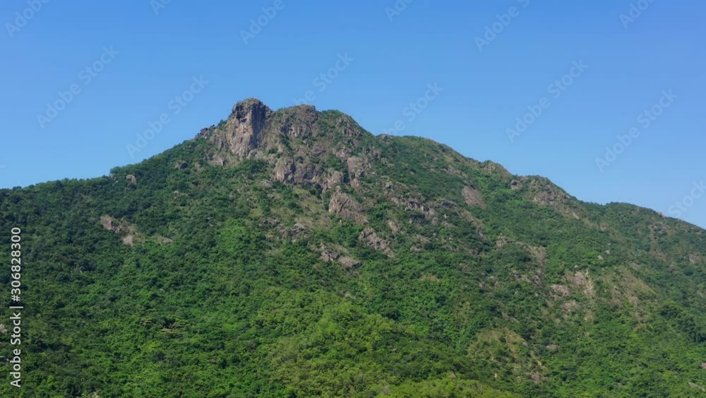 Drone fly over Hong Kong lion rock mountain Drone fly over Hong Kong lion rock mountain
