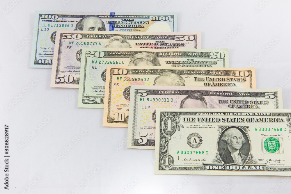 Money american hundred dollar bills Pile of various currencies isolated on white background.Closeup of assorted American banknotes.US currency scattered on the table.america currency dollor currency. Money american hundred dollar bills Pile of various currencies isolated on white background.Closeup of assorted American banknotes.US currency scattered on the table.america currency dollor currency.