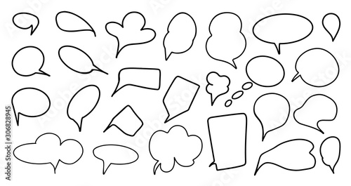 vector sketchy speech bubbles collection. Think bubble and Talk bubble design element set. 