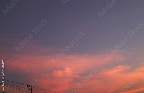 Beautiful blue sky landscape and colorful pink and orange sky background and wallpaper © Weerayuth