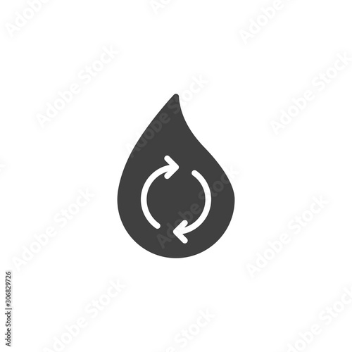 Water drop recycle vector icon. filled flat sign for mobile concept and web design. The water cycle glyph icon. Symbol, logo illustration. Vector graphics