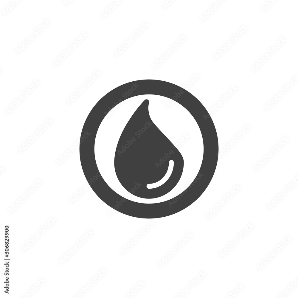 Water drop in circle vector icon. Droplet filled flat sign for mobile concept and web design. Oil drop glyph icon. Symbol, logo illustration. Vector graphics
