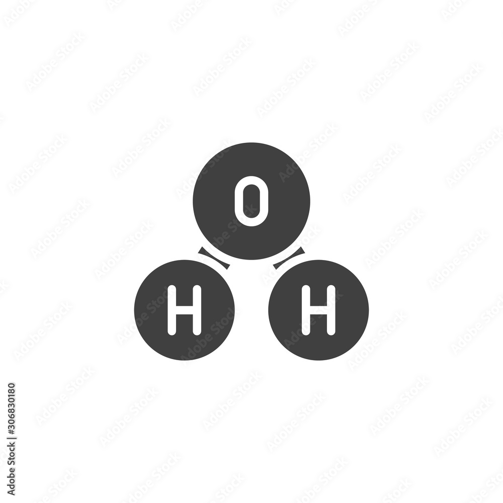 Oxygen molecule vector icon. filled flat sign for mobile concept and web design. H2O, water chemical formula glyph icon. Symbol, logo illustration. Vector graphics Oxygen molecule vector icon. filled flat sign for mobile concept and web design. H2O, water chemical formula glyph icon. Symbol, logo illustration. Vector graphics