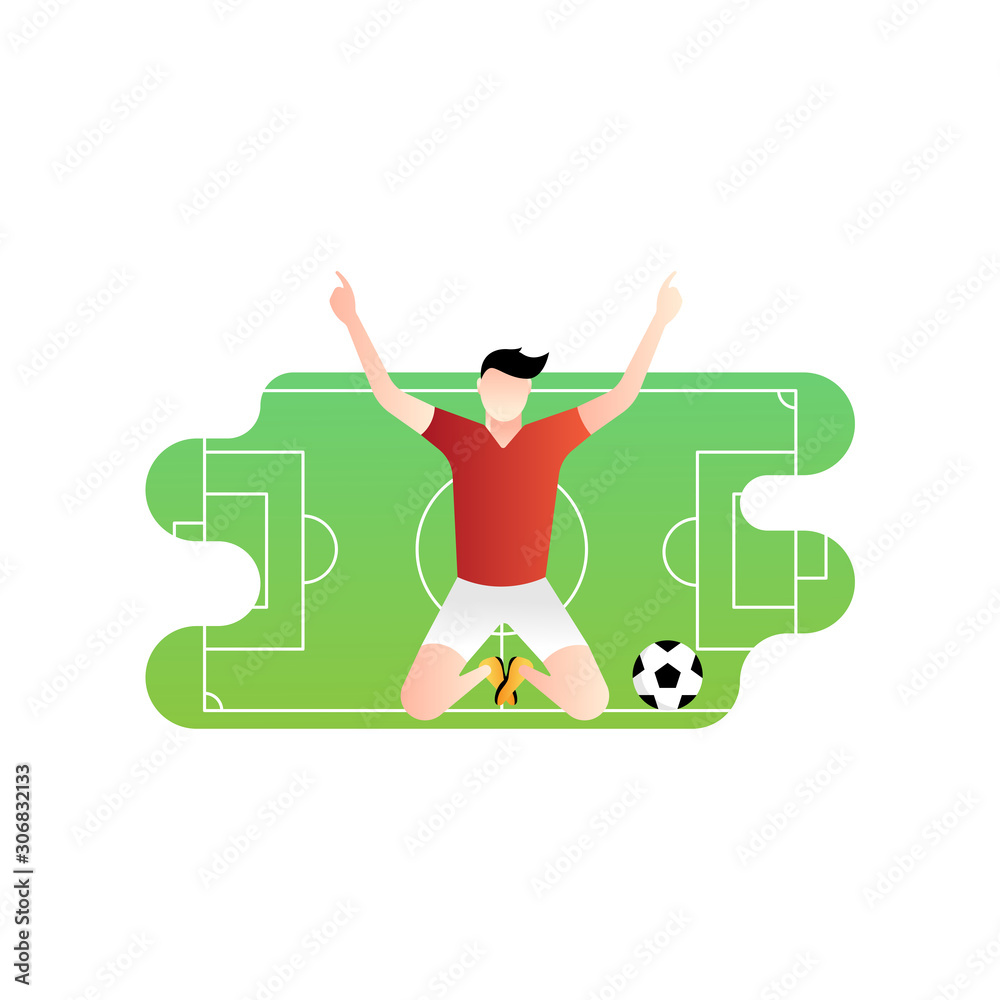 Fototapeta premium Football or soccer player vector illustration. Abstract Football player Simple Flat vector illustration template Graphic Design. Football Sport Lifestyle design isolated on white background.