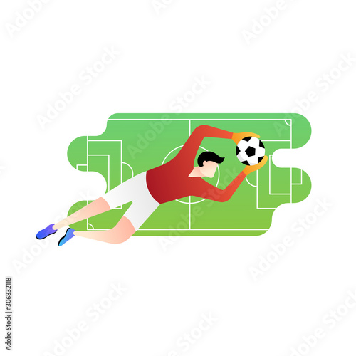 Football or soccer player vector illustration. Abstract Football player  Simple Flat vector illustration template Graphic Design. Football Sport Lifestyle design isolated on white background. © The Masterplan Std.