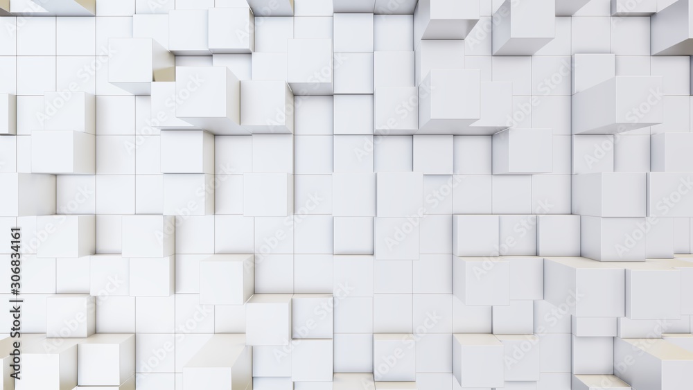 Abstract 3D illustration of white cubes background