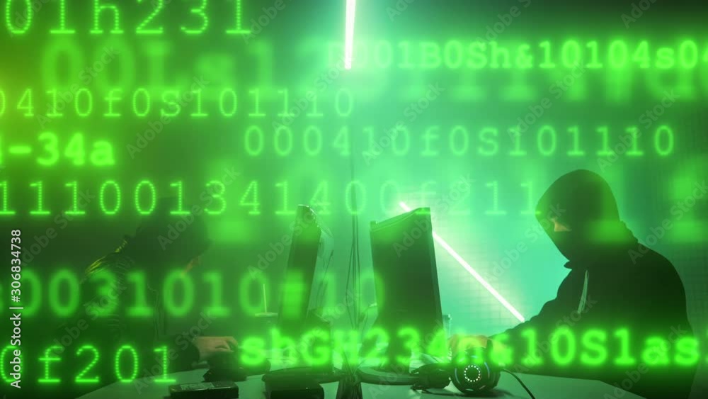 Two Young Russian Hackers with masked faces Breaks into Corporate Data Servers from His Underground Hideout with Running Numbers Code Effect.4K (UHD) Two Young Russian Hackers with masked faces Breaks into Corporate Data Servers from His Underground Hideout with Running Numbers Code Effect.4K (UHD)