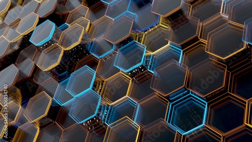 Abstract Glass Background of Hexagons. 3D illustration photo