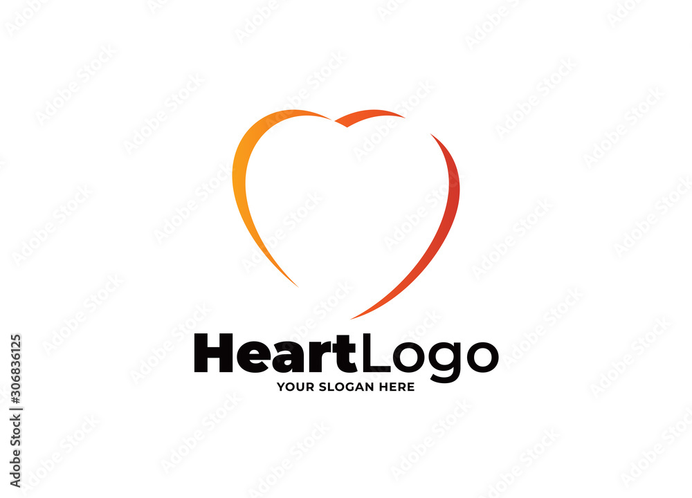 heart line art logo design vector template