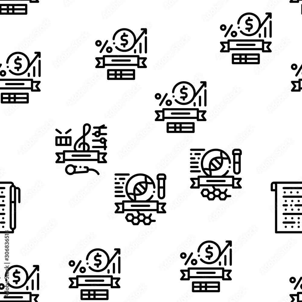 Academy Educational Seamless Pattern Vector Thin Line. Illustrations Academy Educational Seamless Pattern Vector Thin Line. Illustrations