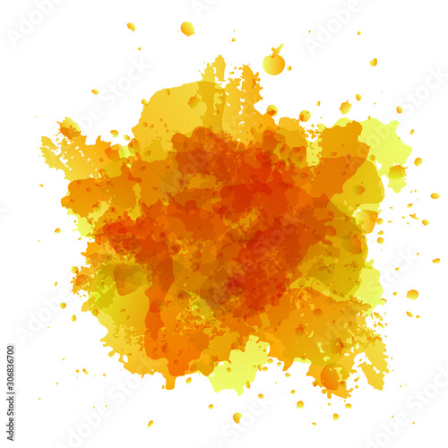 Paint splashes background for inscriptions - vector illustration. Yellow and orange blots. For postcards, greetings, poster, flyer, banner, tag, interior design