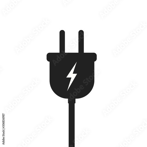 Electric plug vector icon isolated on white background