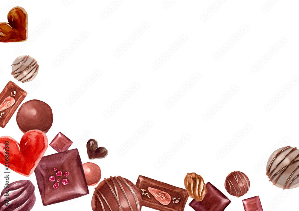 バレンタイン チョコレート 背景 水彩 イラスト Stock Illustration Adobe Stock