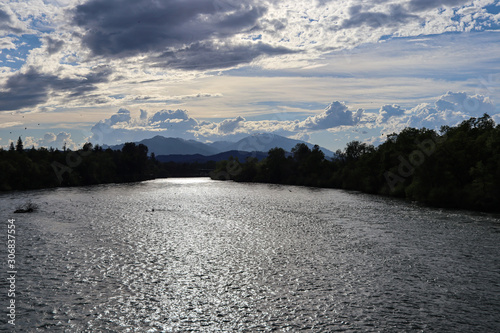 Cloudy Sky's over Sacramento River near Redding California