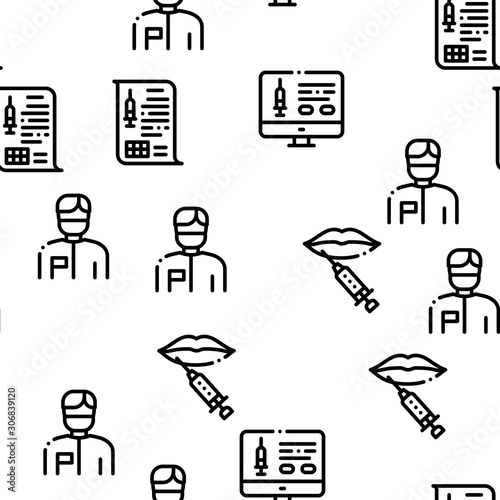 Injections Seamless Pattern Vector Thin Line. Illustrations