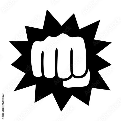 Powerful punch with impact or knockout flat vector icon for fighting apps and websites