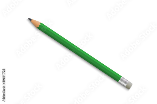 Realistic school pencil  with rubber