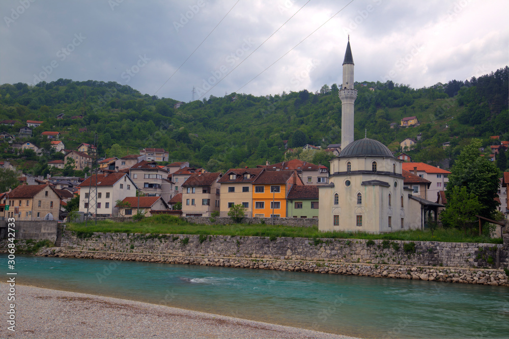 The Neretva River in Konjic town, Bosnia and Herzegovina