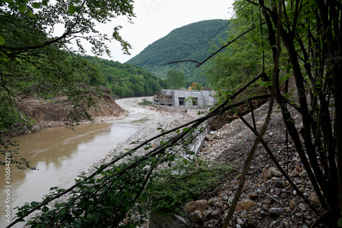 Construction of the small dam on the Jadar River, Bosnia and Herzegovina photo