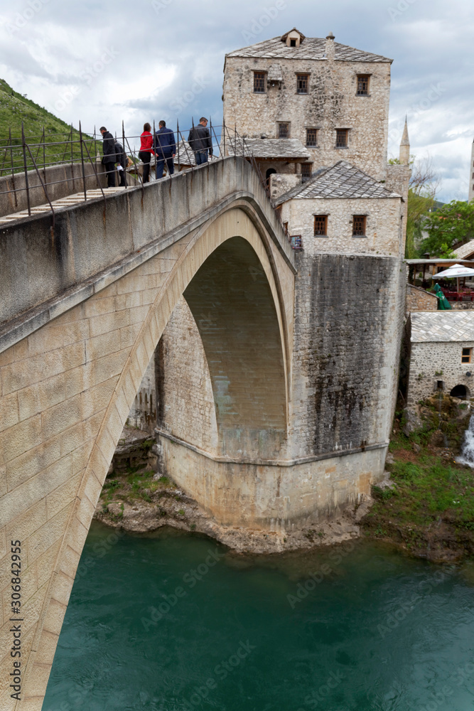 Old bridge above the Neretva River in Mostar, Bosnia and Hercegovina