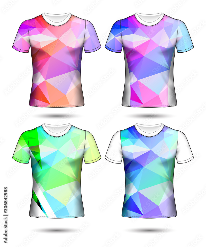  t-shirt templates abstract geometric collection of different colors polygonal mosaic