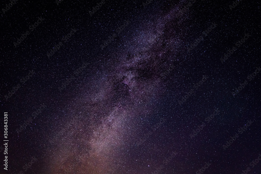 Night sky with stars and Milky Way galaxy in outer space, universe background - obrazy, fototapety, plakaty 