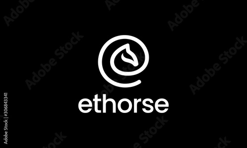 initial letter E with horse head logo design template