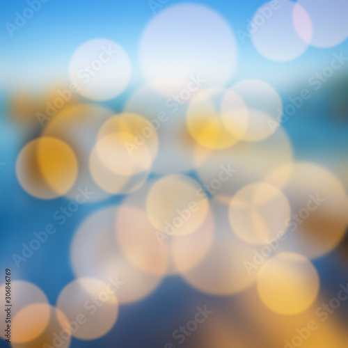 Christmas light bokeh and light bulbs blurred background